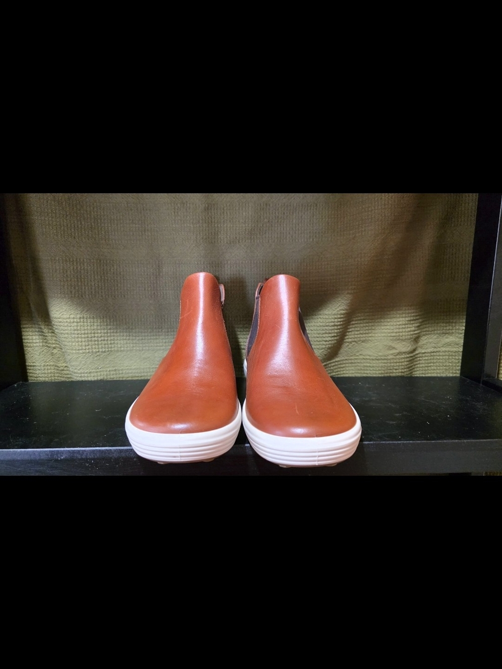 Ecco Women's Leather Slip-On Ankle Booties in Rust Orange
